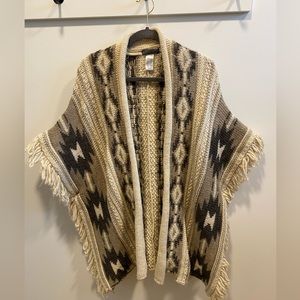 Sweater Poncho With fringe Size M/L